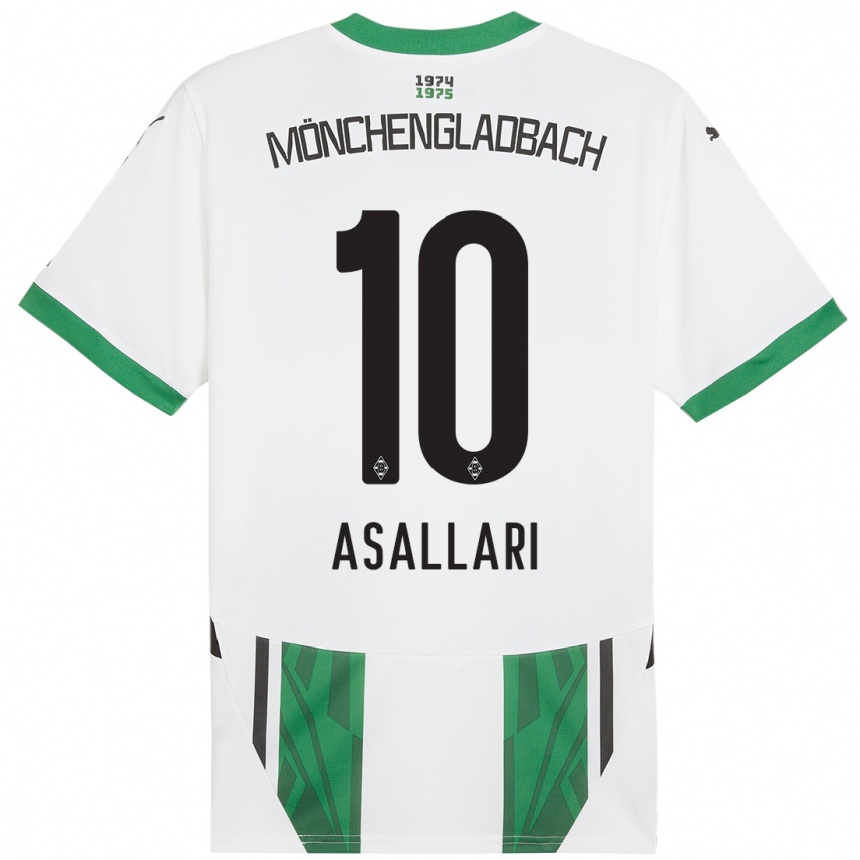 Niño Fútbol Camiseta Kushtrim Asallari #10 Blanco Verde 1ª Equipación 2024/25