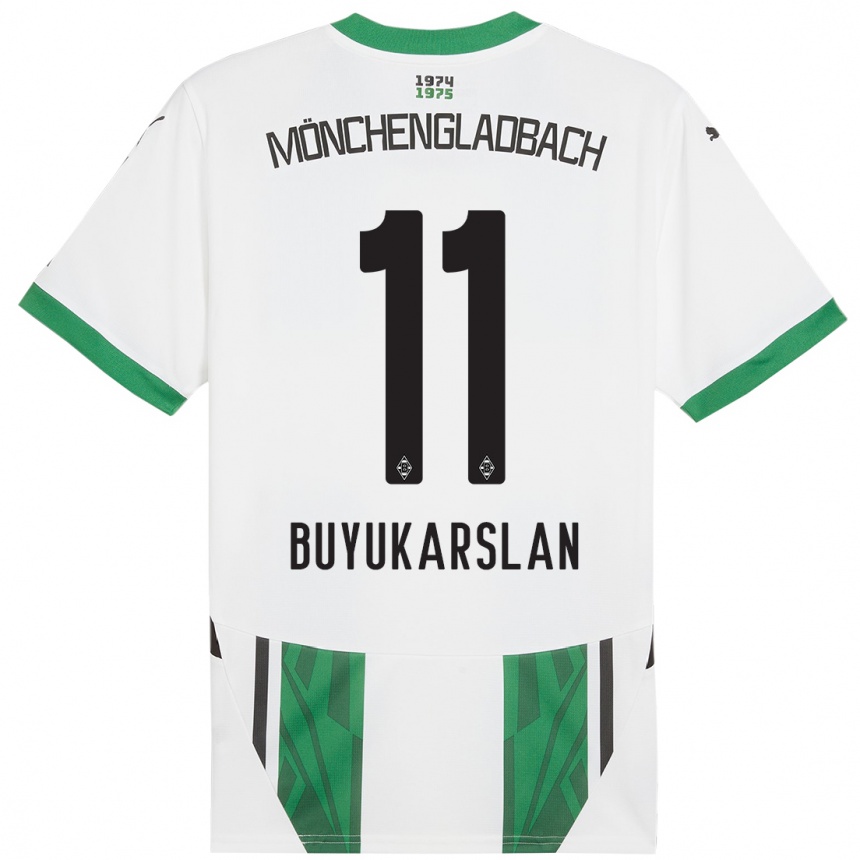 Niño Fútbol Camiseta Oguzcan Büyükarslan #11 Blanco Verde 1ª Equipación 2024/25