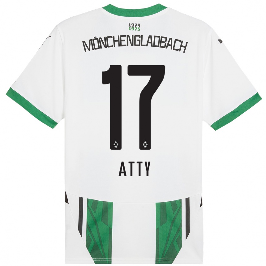 Niño Fútbol Camiseta Yassir Atty #17 Blanco Verde 1ª Equipación 2024/25