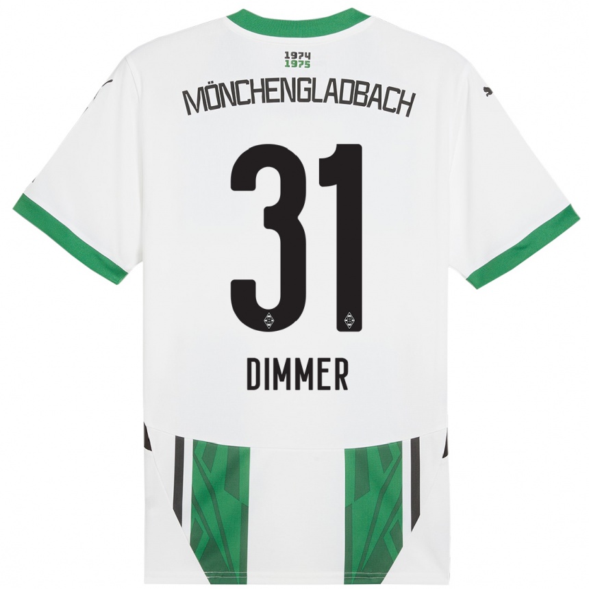 Niño Fútbol Camiseta Florian Dimmer #31 Blanco Verde 1ª Equipación 2024/25