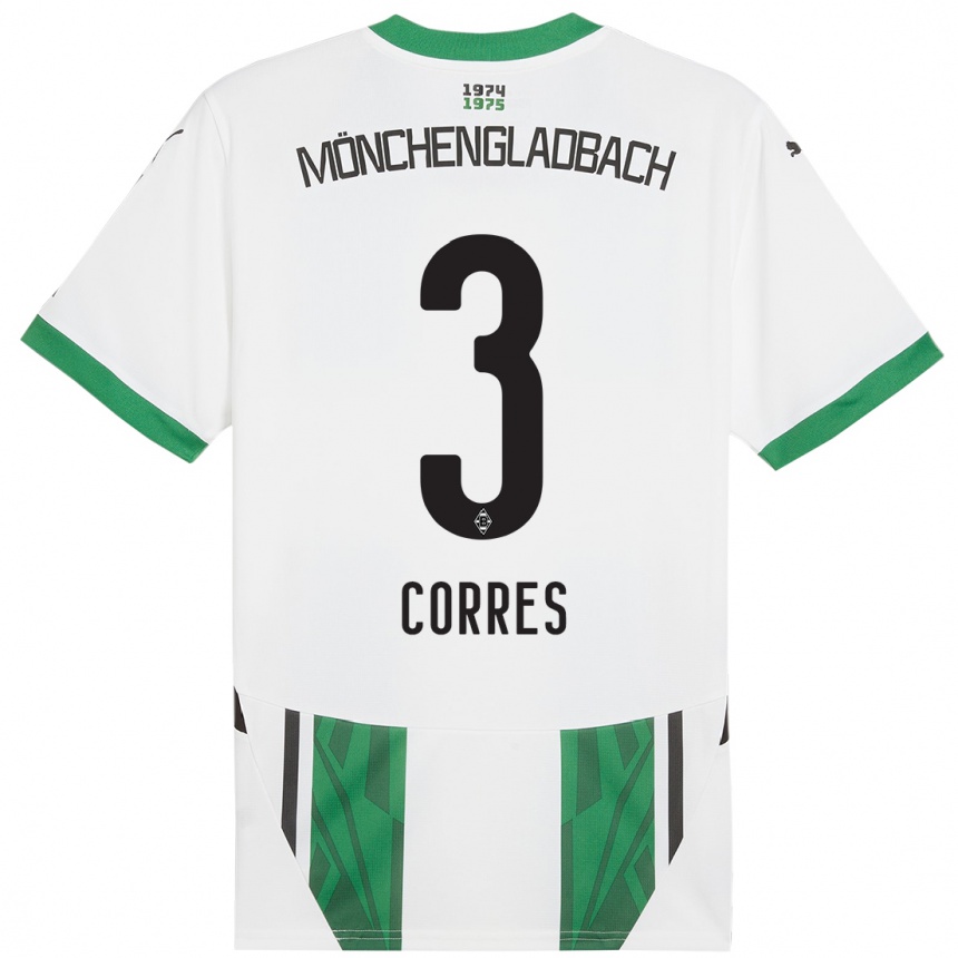 Niño Fútbol Camiseta Carolin Corres #3 Blanco Verde 1ª Equipación 2024/25