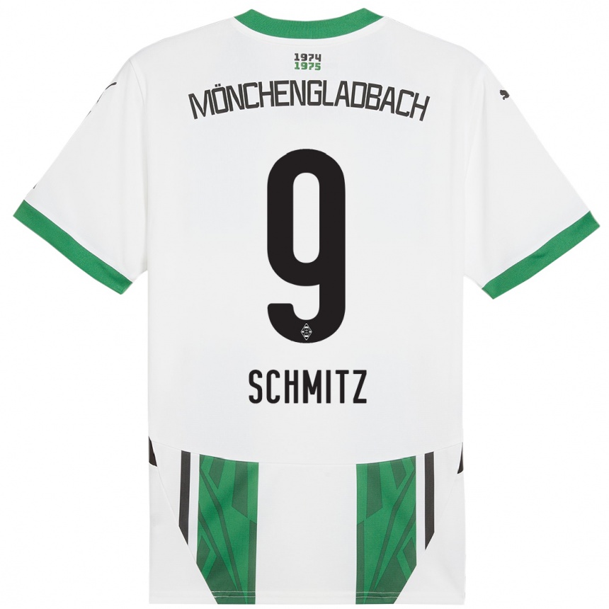 Niño Fútbol Camiseta Sarah Schmitz #9 Blanco Verde 1ª Equipación 2024/25