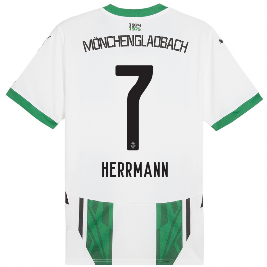 Niño Fútbol Camiseta Patrick Herrmann #7 Blanco Verde 1ª Equipación 2024/25