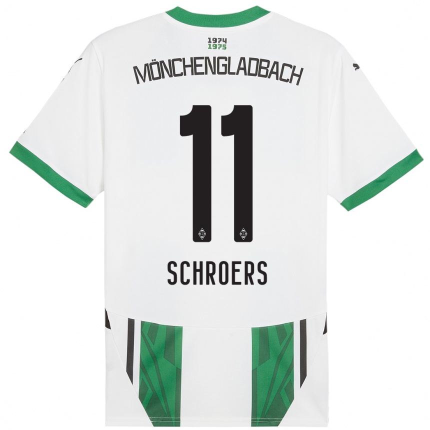 Niño Fútbol Camiseta Mika Schroers #11 Blanco Verde 1ª Equipación 2024/25