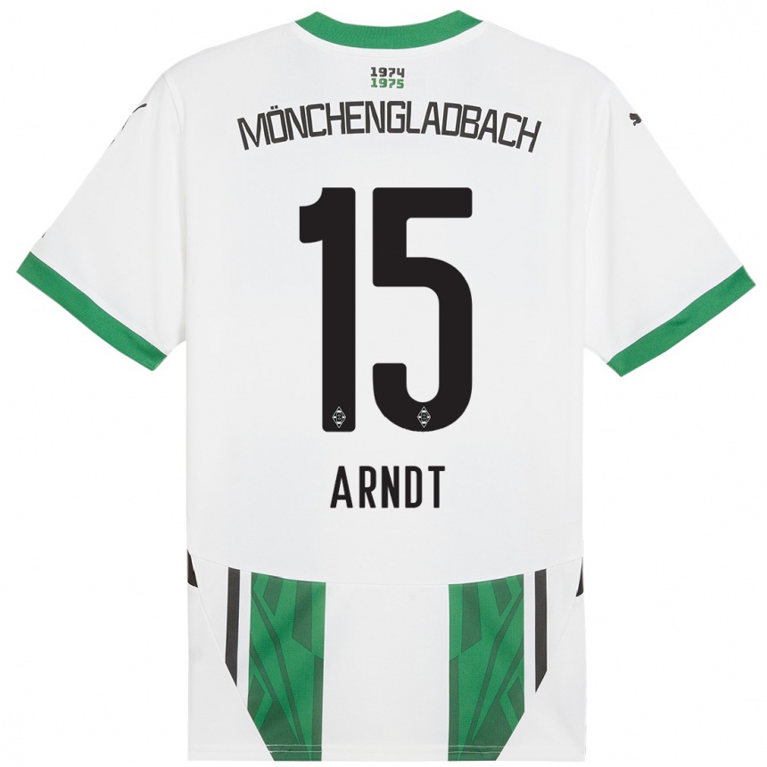 Niño Fútbol Camiseta Leo Arndt #15 Blanco Verde 1ª Equipación 2024/25