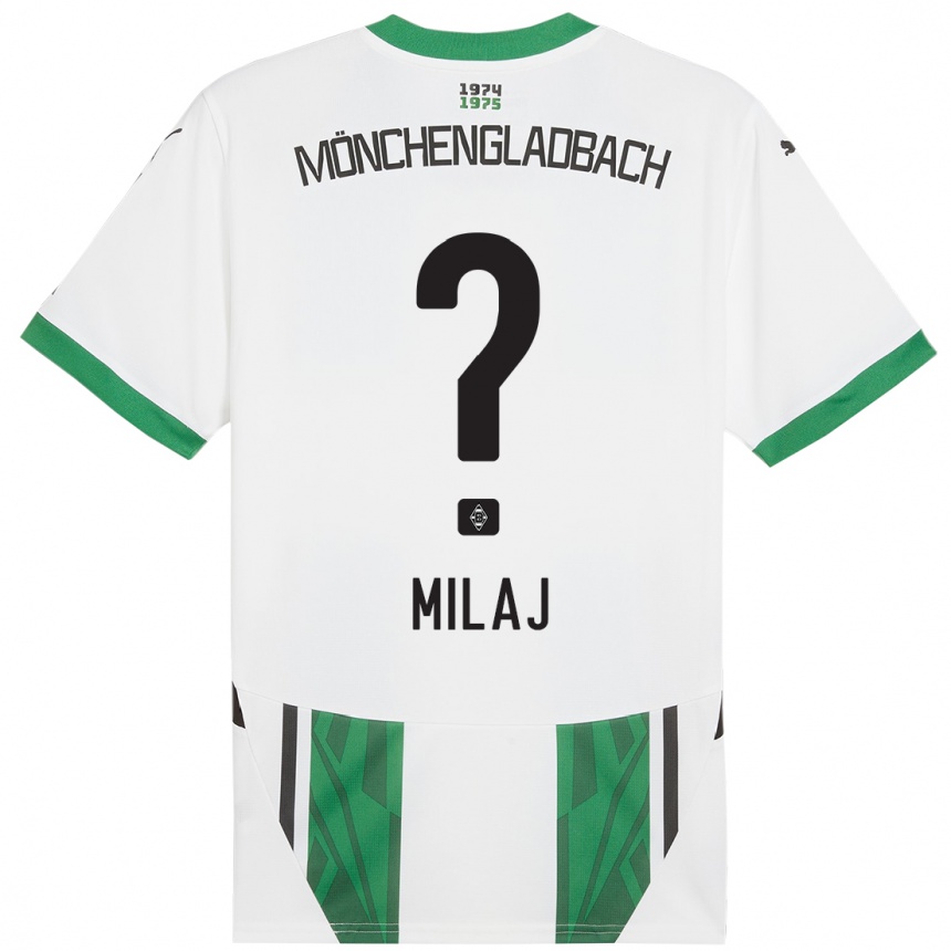 Niño Fútbol Camiseta Adonis Milaj #0 Blanco Verde 1ª Equipación 2024/25