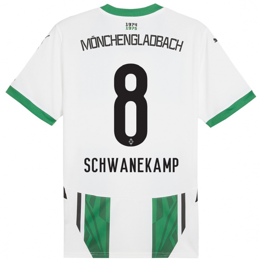 Niño Fútbol Camiseta Jana Schwanekamp #8 Blanco Verde 1ª Equipación 2024/25