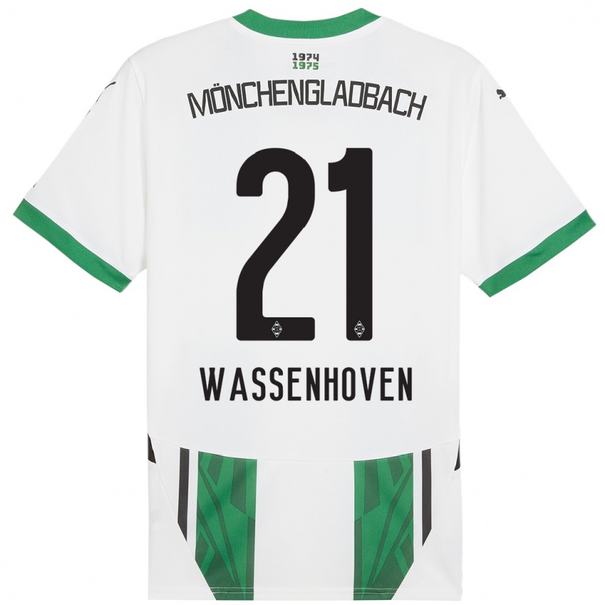 Niño Fútbol Camiseta Michelle Wassenhoven #21 Blanco Verde 1ª Equipación 2024/25