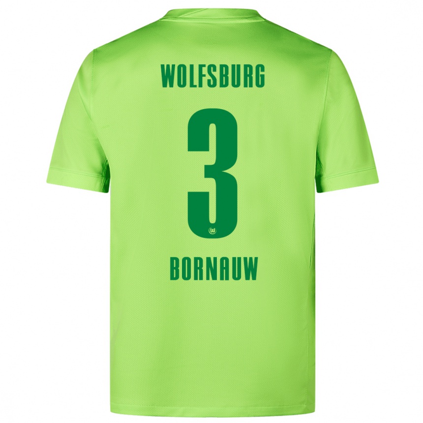 Niño Fútbol Camiseta Sebastiaan Bornauw #3 Verde Fluorescente 1ª Equipación 2024/25