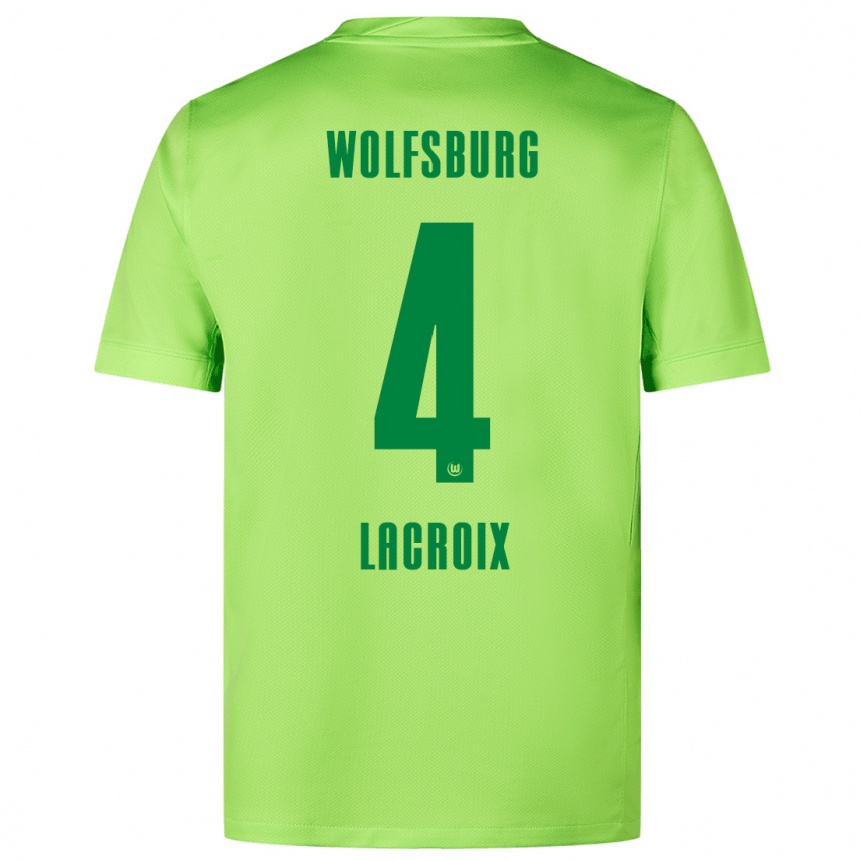 Niño Fútbol Camiseta Maxence Lacroix #4 Verde Fluorescente 1ª Equipación 2024/25