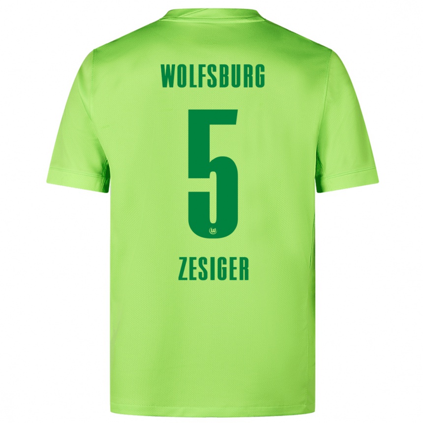 Niño Fútbol Camiseta Cédric Zesiger #5 Verde Fluorescente 1ª Equipación 2024/25