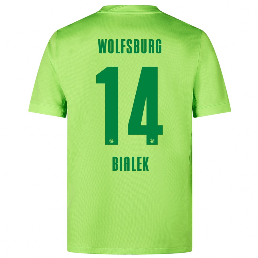 Niño Fútbol Camiseta Bartosz Bialek #14 Verde Fluorescente 1ª Equipación 2024/25