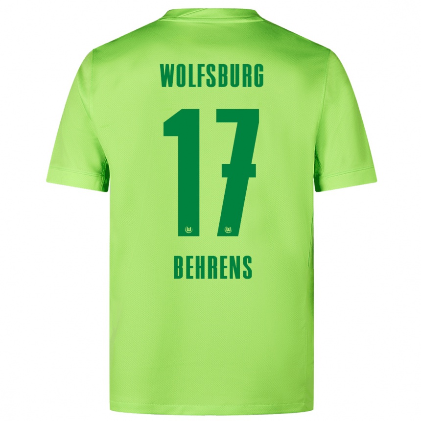 Niño Fútbol Camiseta Kevin Behrens #17 Verde Fluorescente 1ª Equipación 2024/25