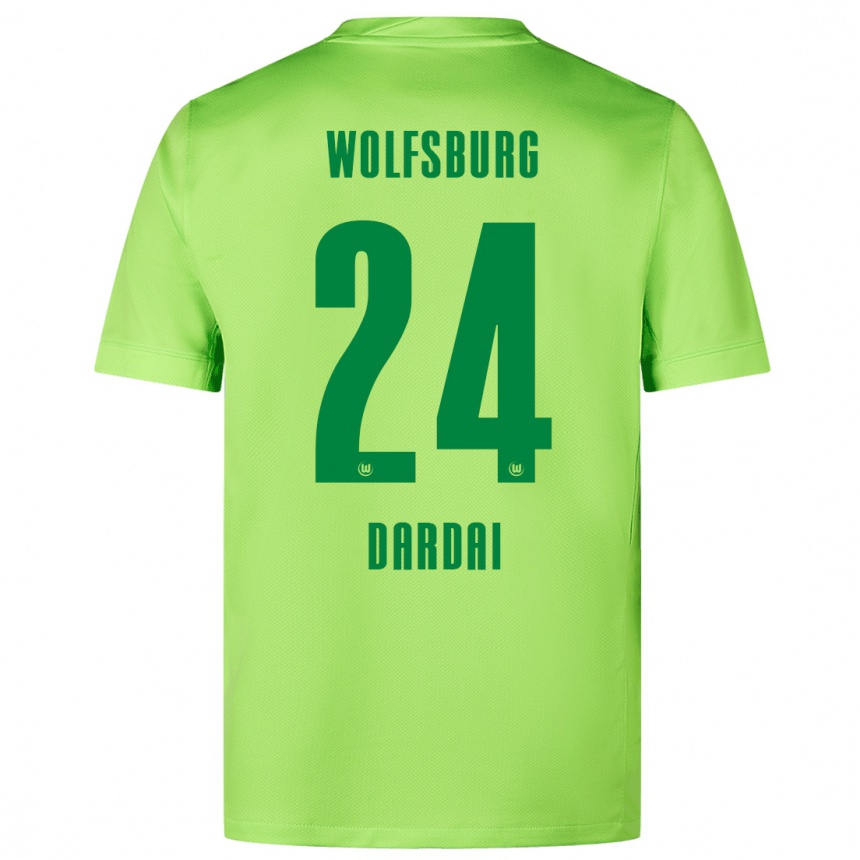 Niño Fútbol Camiseta Bence Dárdai #24 Verde Fluorescente 1ª Equipación 2024/25