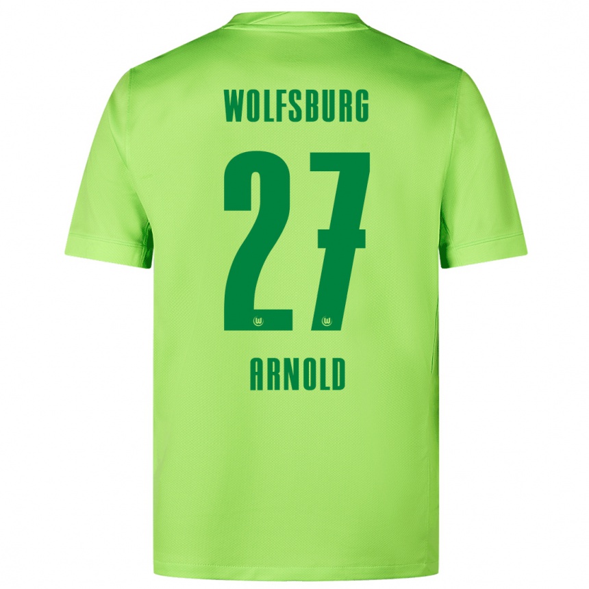 Niño Fútbol Camiseta Maximilian Arnold #27 Verde Fluorescente 1ª Equipación 2024/25