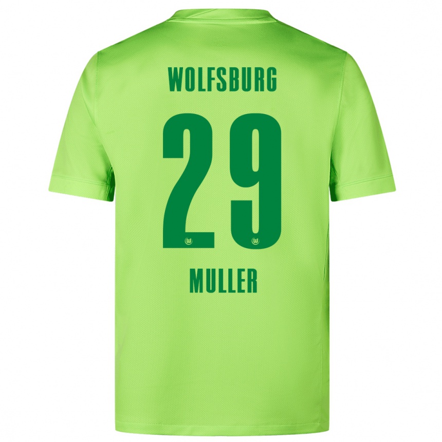 Niño Fútbol Camiseta Marius Müller #29 Verde Fluorescente 1ª Equipación 2024/25