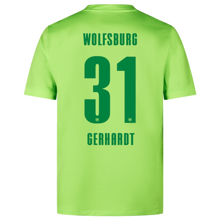 Niño Fútbol Camiseta Yannick Gerhardt #31 Verde Fluorescente 1ª Equipación 2024/25