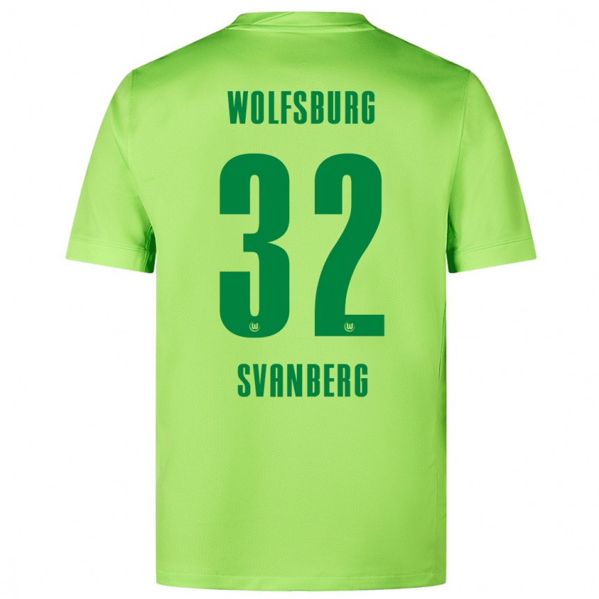 Niño Fútbol Camiseta Mattias Svanberg #32 Verde Fluorescente 1ª Equipación 2024/25