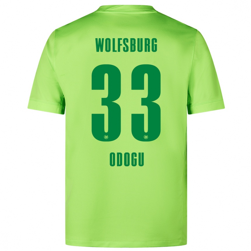 Niño Fútbol Camiseta David Odogu #33 Verde Fluorescente 1ª Equipación 2024/25