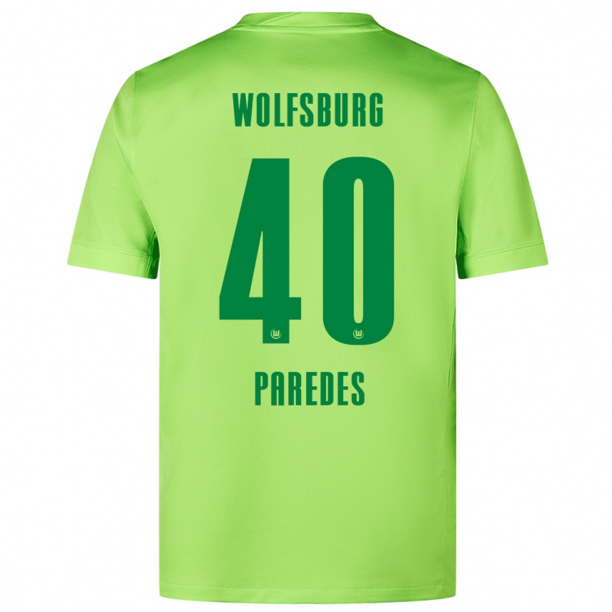 Niño Fútbol Camiseta Kevin Paredes #40 Verde Fluorescente 1ª Equipación 2024/25