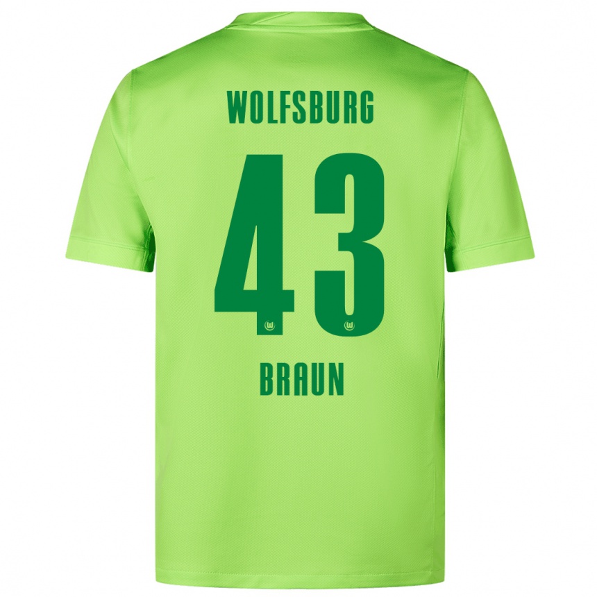 Niño Fútbol Camiseta Manuel Braun #43 Verde Fluorescente 1ª Equipación 2024/25