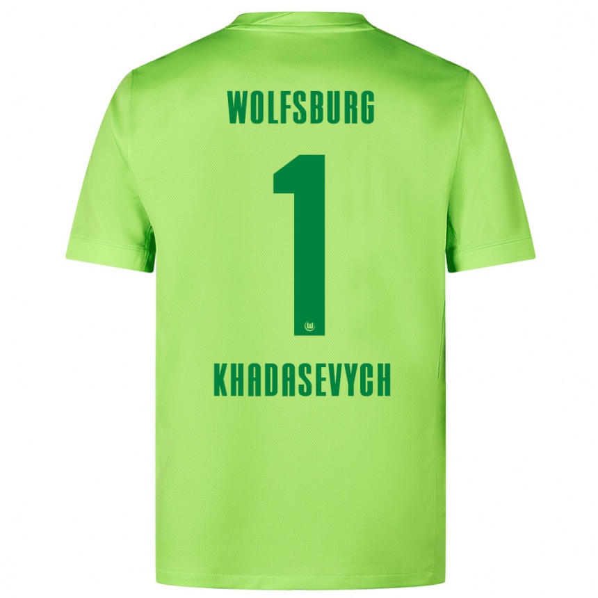 Niño Fútbol Camiseta Kyrylo Khadasevych #1 Verde Fluorescente 1ª Equipación 2024/25