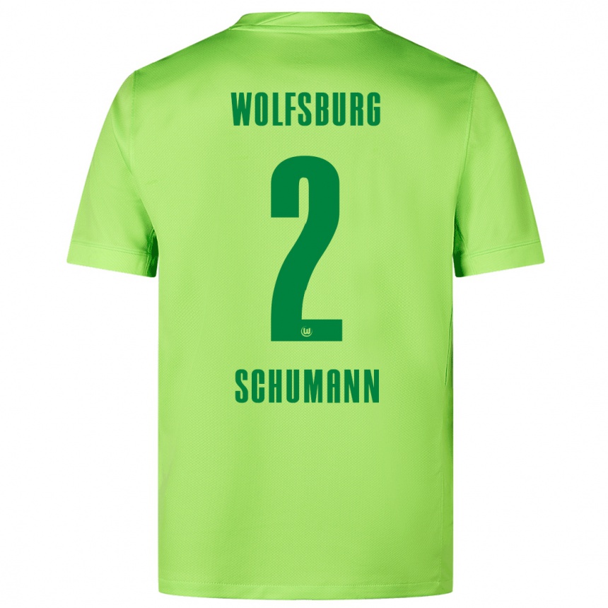 Niño Fútbol Camiseta Anton Schumann #2 Verde Fluorescente 1ª Equipación 2024/25