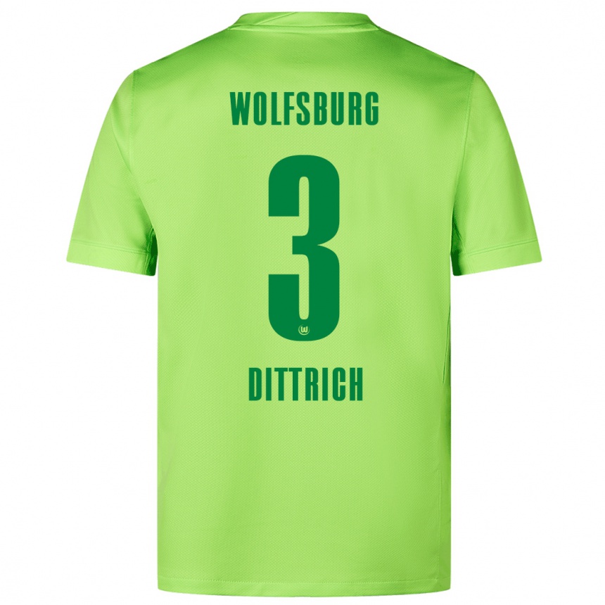 Niño Fútbol Camiseta Elia Dittrich #3 Verde Fluorescente 1ª Equipación 2024/25