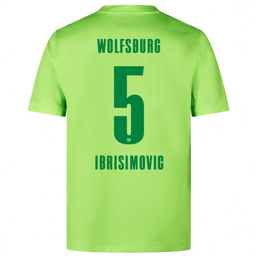 Niño Fútbol Camiseta Amar Ibrisimovic #5 Verde Fluorescente 1ª Equipación 2024/25