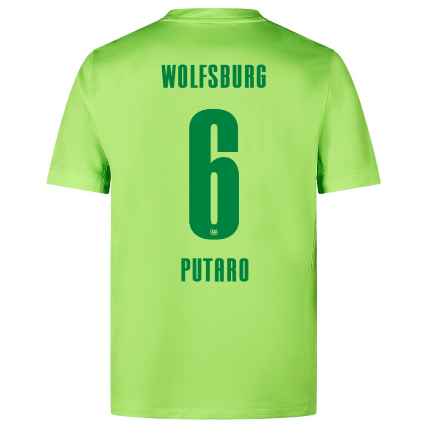 Niño Fútbol Camiseta Luca Putaro #6 Verde Fluorescente 1ª Equipación 2024/25