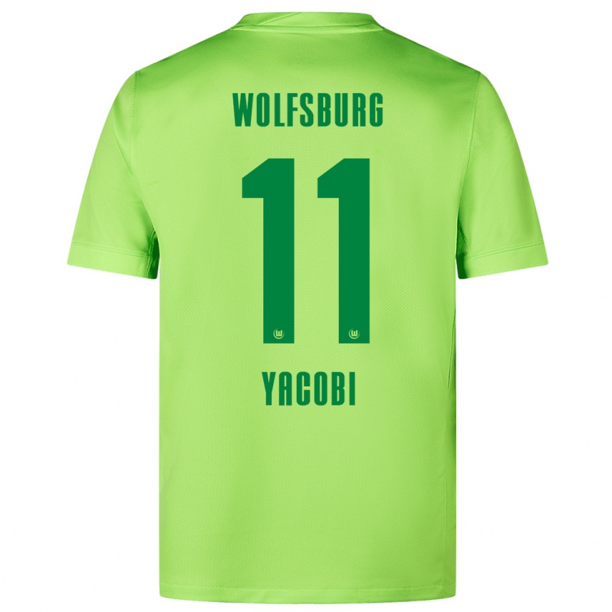 Niño Fútbol Camiseta Nilas Yacobi #11 Verde Fluorescente 1ª Equipación 2024/25