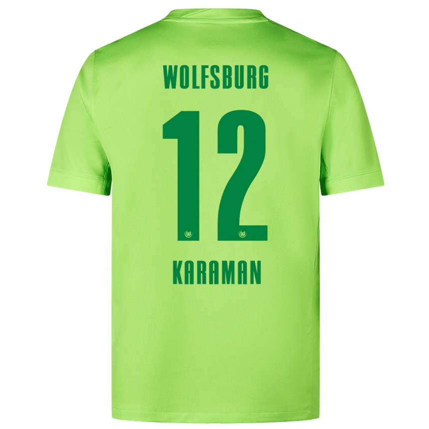 Niño Fútbol Camiseta Tarik Karaman #12 Verde Fluorescente 1ª Equipación 2024/25