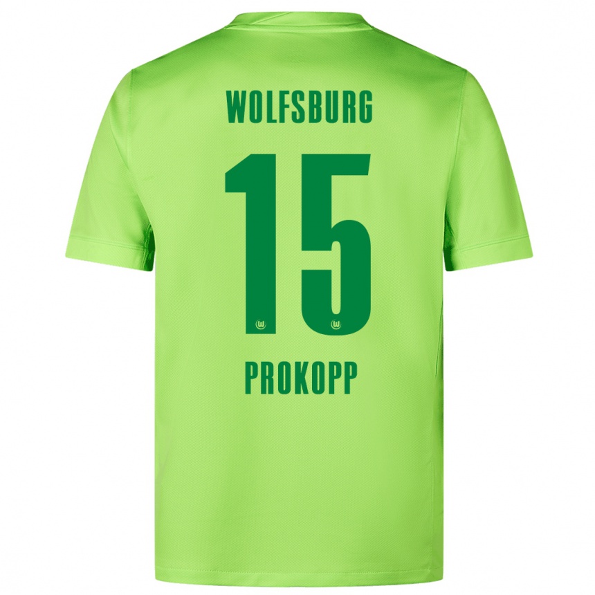 Niño Fútbol Camiseta Oskar Prokopp #15 Verde Fluorescente 1ª Equipación 2024/25