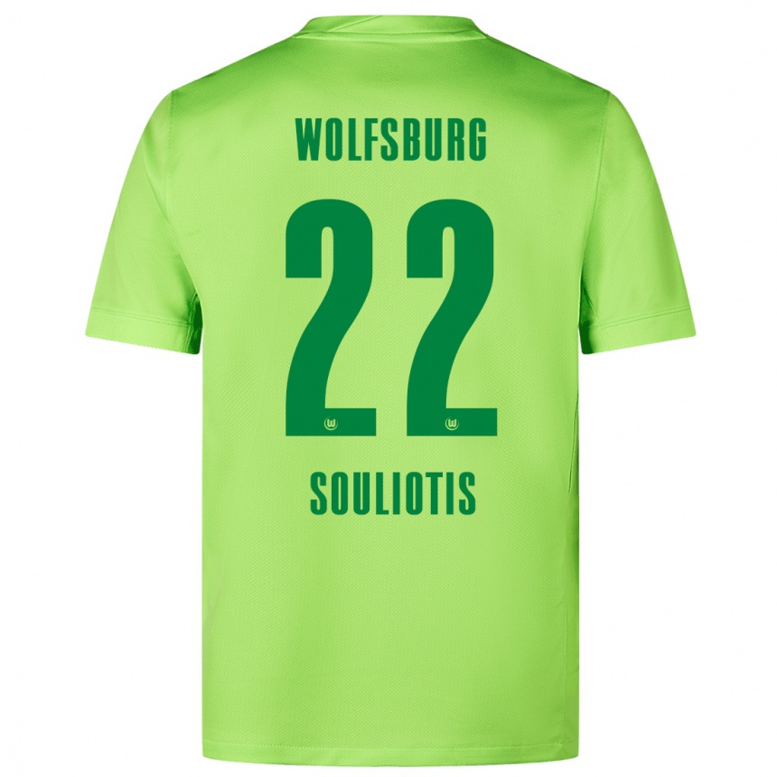 Niño Fútbol Camiseta Spyridon Souliotis #22 Verde Fluorescente 1ª Equipación 2024/25