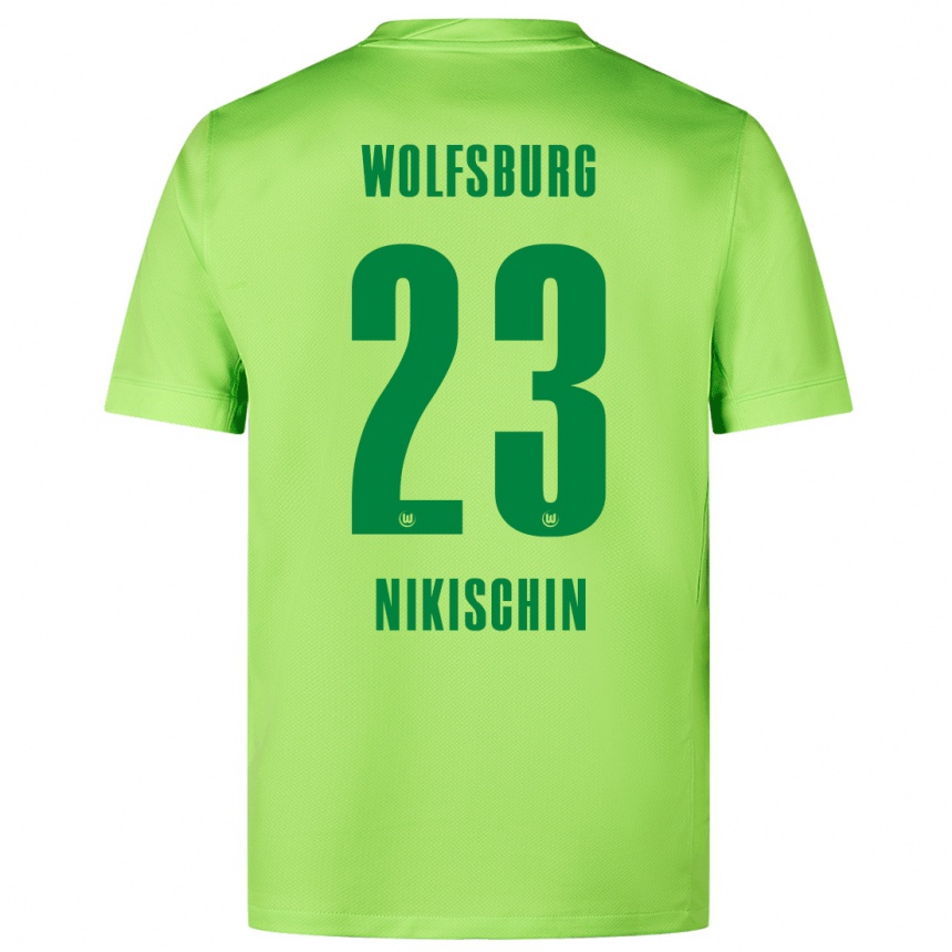 Niño Fútbol Camiseta Adrian Nikischin #23 Verde Fluorescente 1ª Equipación 2024/25