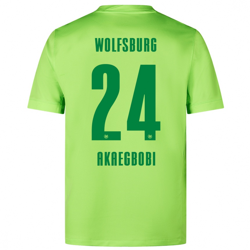 Niño Fútbol Camiseta Jonathan Akaegbobi #24 Verde Fluorescente 1ª Equipación 2024/25