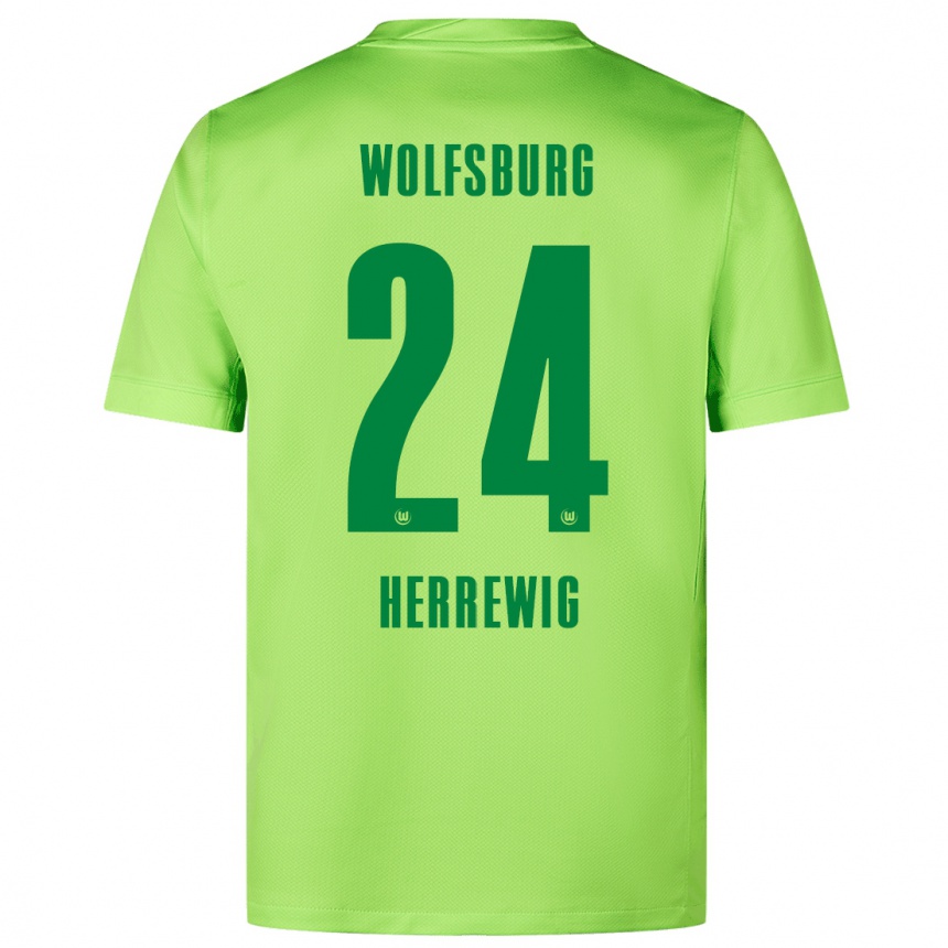 Niño Fútbol Camiseta Max Herrewig #24 Verde Fluorescente 1ª Equipación 2024/25