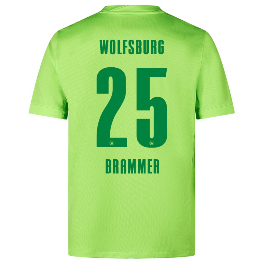 Niño Fútbol Camiseta Ole Brammer #25 Verde Fluorescente 1ª Equipación 2024/25