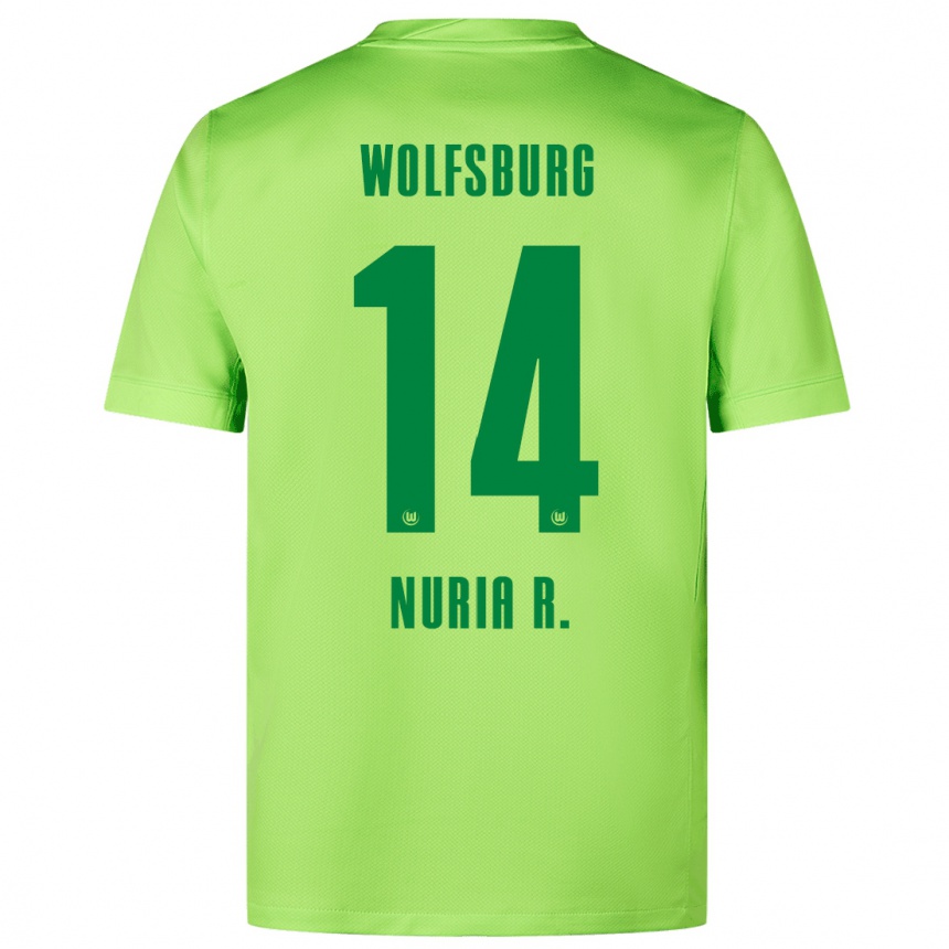 Niño Fútbol Camiseta Nuria Rabano #14 Verde Fluorescente 1ª Equipación 2024/25