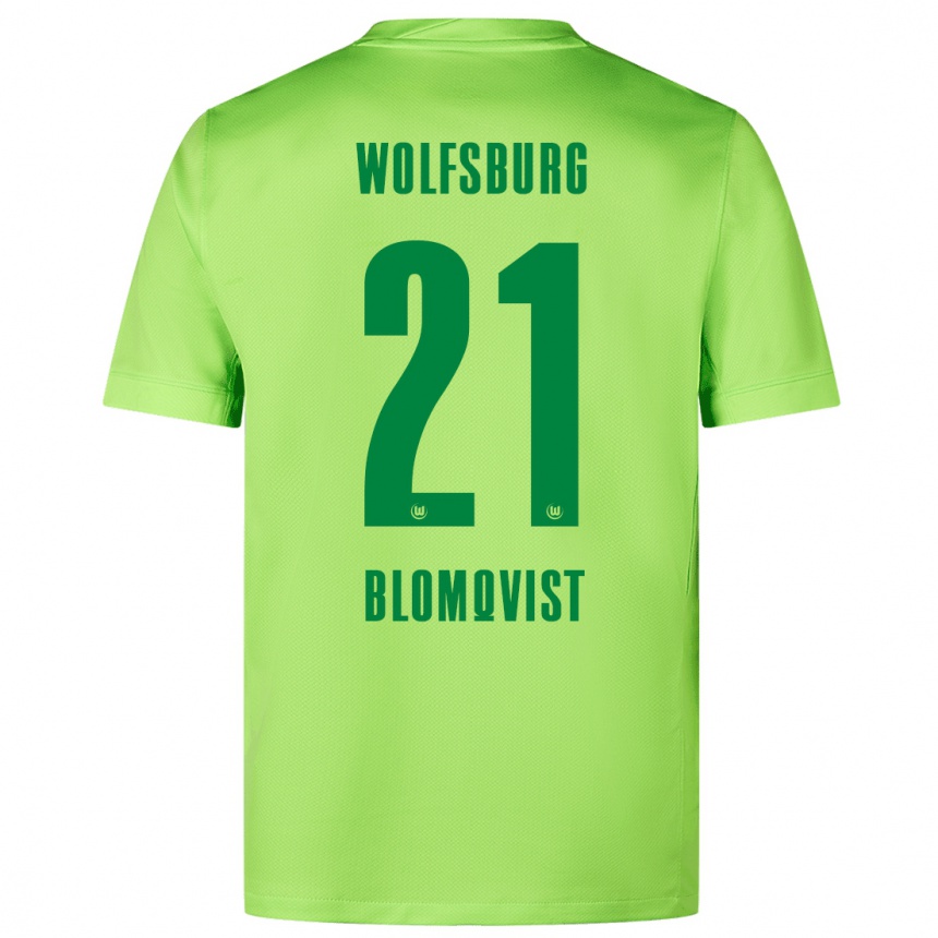 Niño Fútbol Camiseta Rebecka Blomqvist #21 Verde Fluorescente 1ª Equipación 2024/25