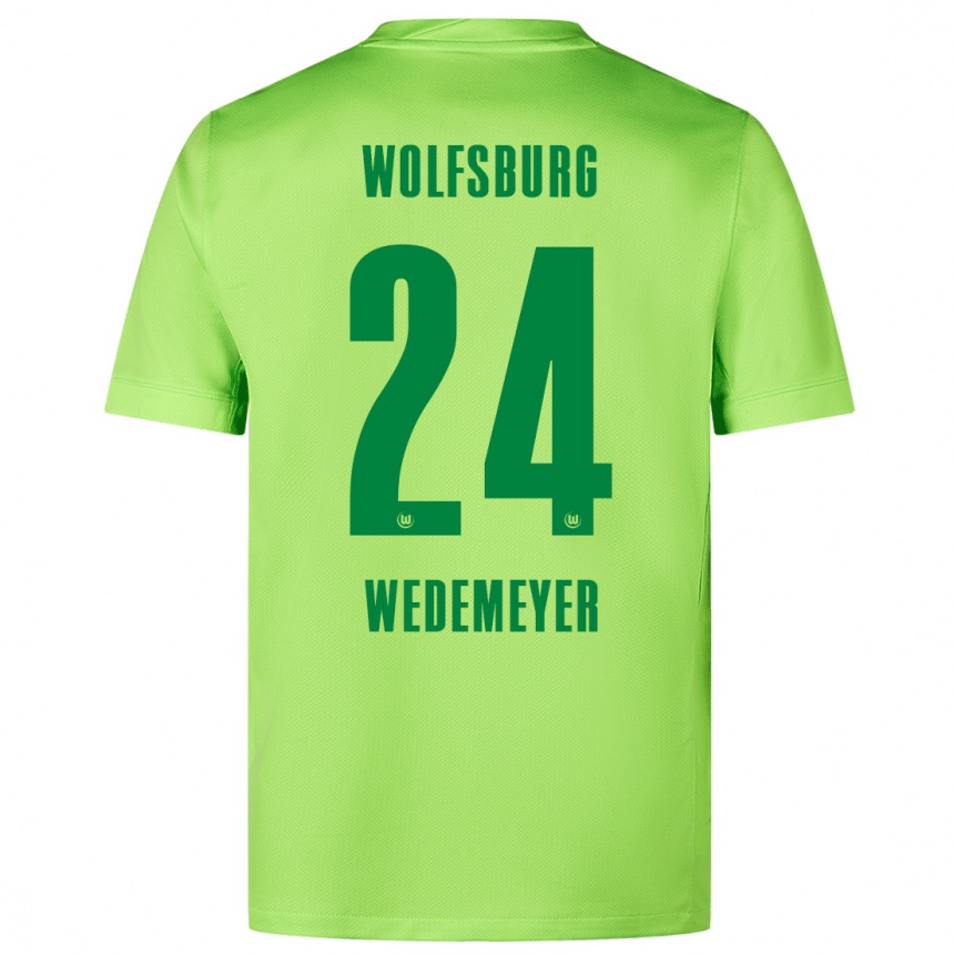 Niño Fútbol Camiseta Joelle Wedemeyer #24 Verde Fluorescente 1ª Equipación 2024/25