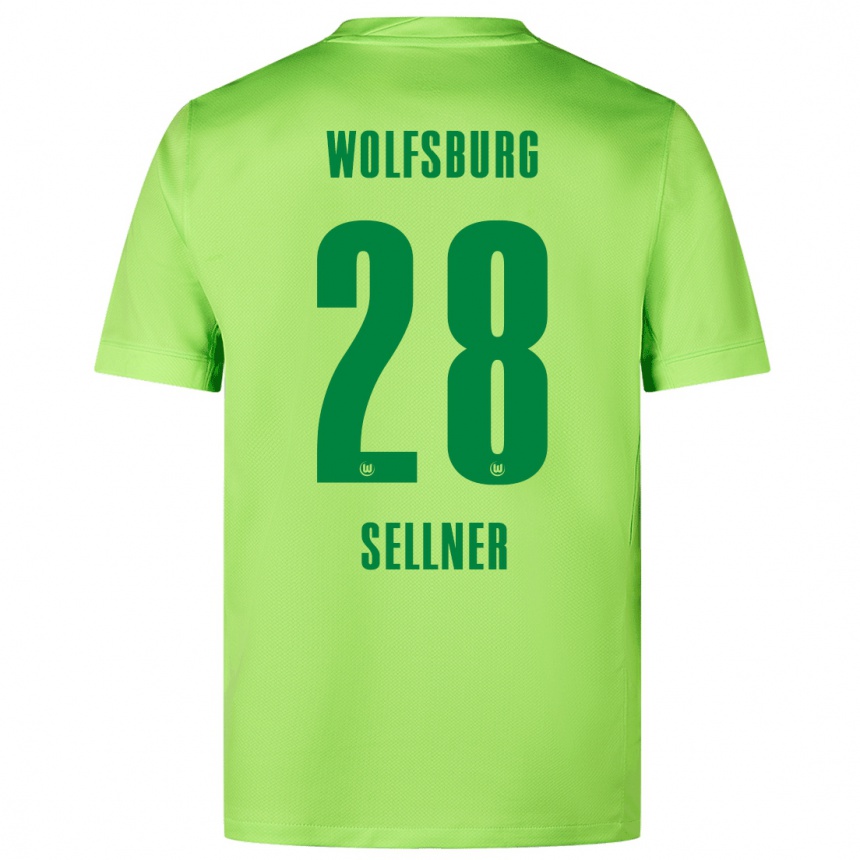 Niño Fútbol Camiseta Tabea Sellner #28 Verde Fluorescente 1ª Equipación 2024/25