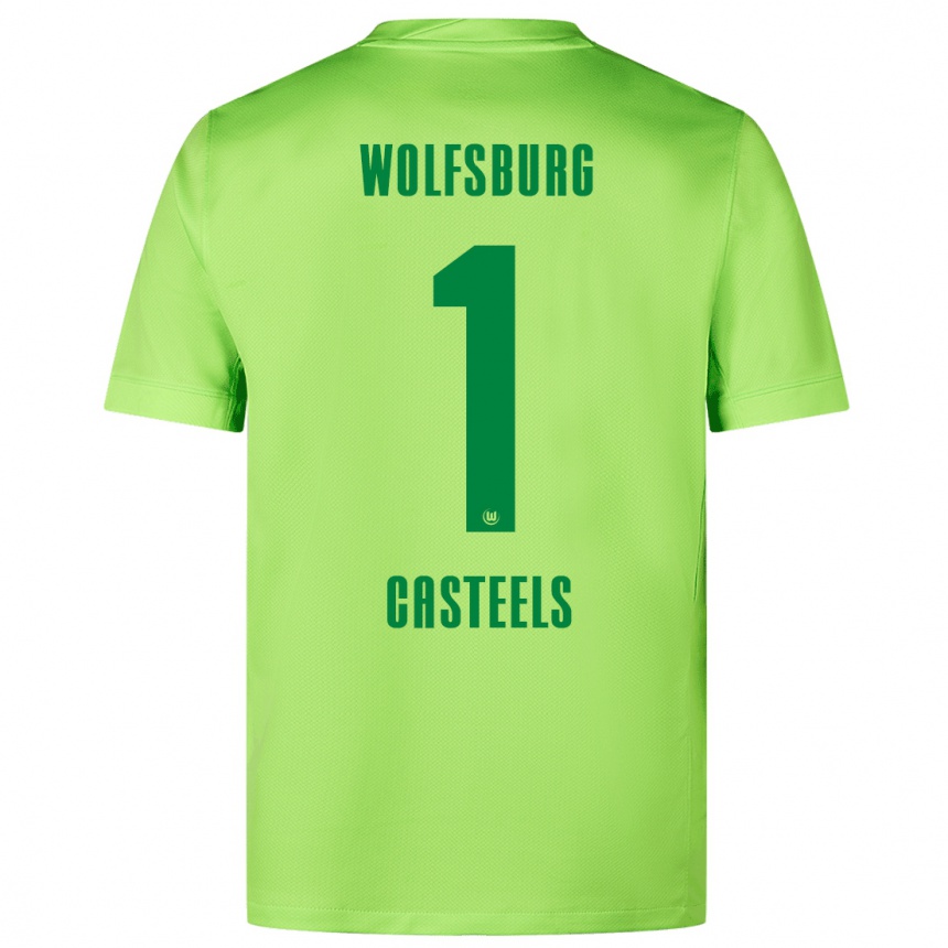 Niño Fútbol Camiseta Koen Casteels #1 Verde Fluorescente 1ª Equipación 2024/25