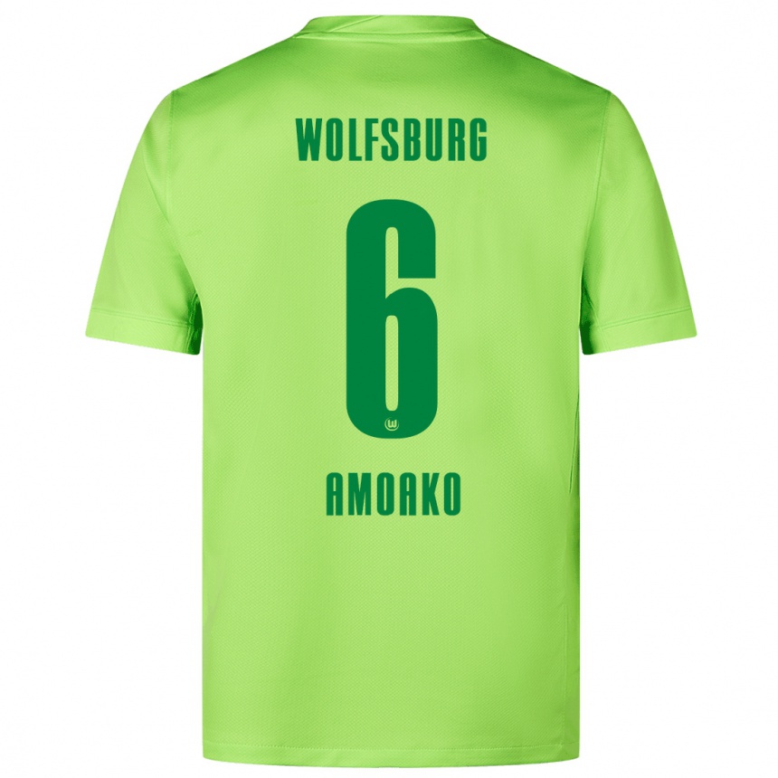 Niño Fútbol Camiseta Kofi Jeremy Amoako #6 Verde Fluorescente 1ª Equipación 2024/25