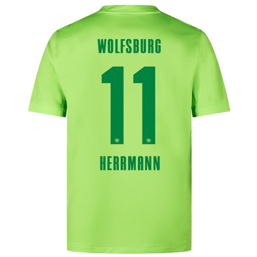 Niño Fútbol Camiseta Max Herrmann #11 Verde Fluorescente 1ª Equipación 2024/25