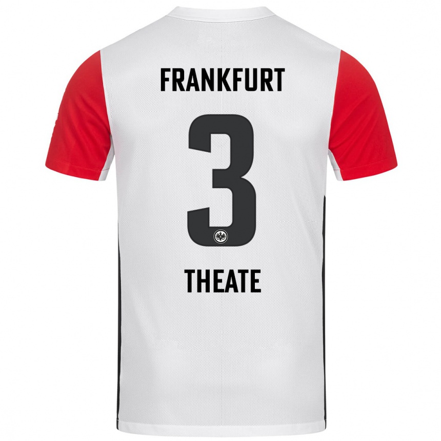 Niño Fútbol Camiseta Arthur Theate #3 Blanco Rojo 1ª Equipación 2024/25