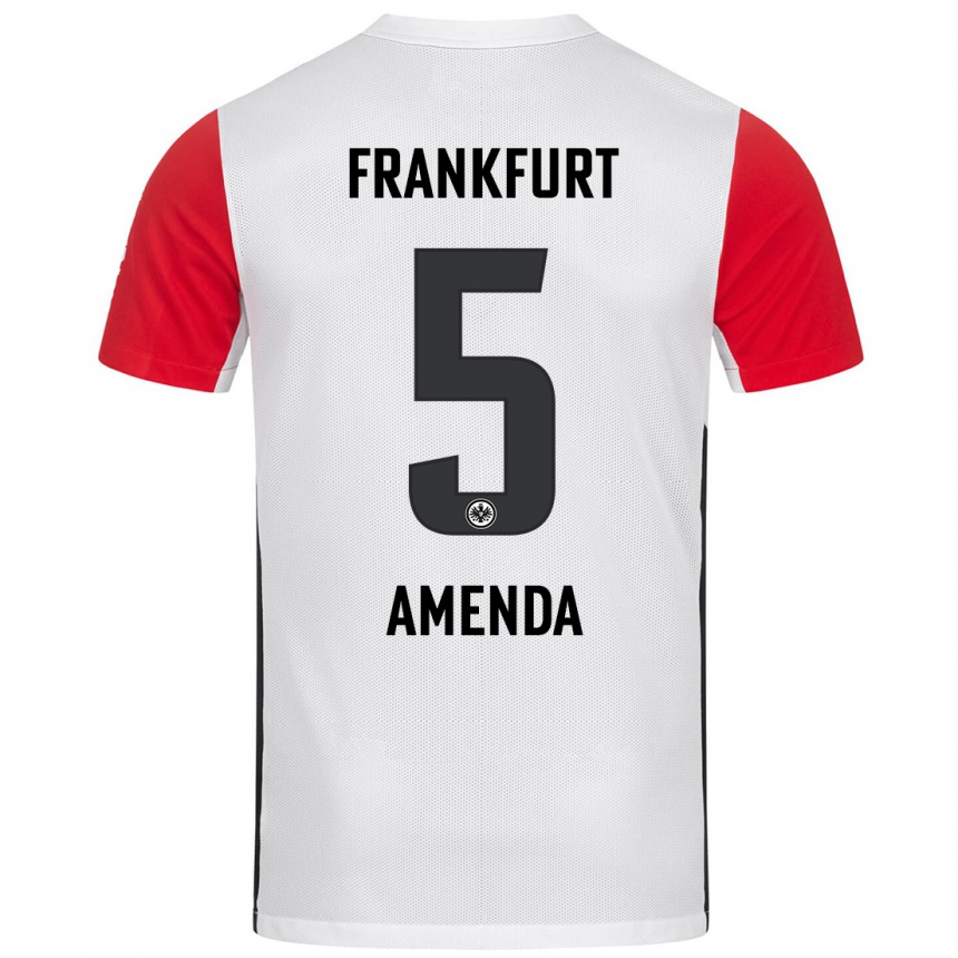 Niño Fútbol Camiseta Aurèle Amenda #5 Blanco Rojo 1ª Equipación 2024/25