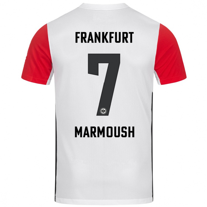 Niño Fútbol Camiseta Omar Marmoush #7 Blanco Rojo 1ª Equipación 2024/25