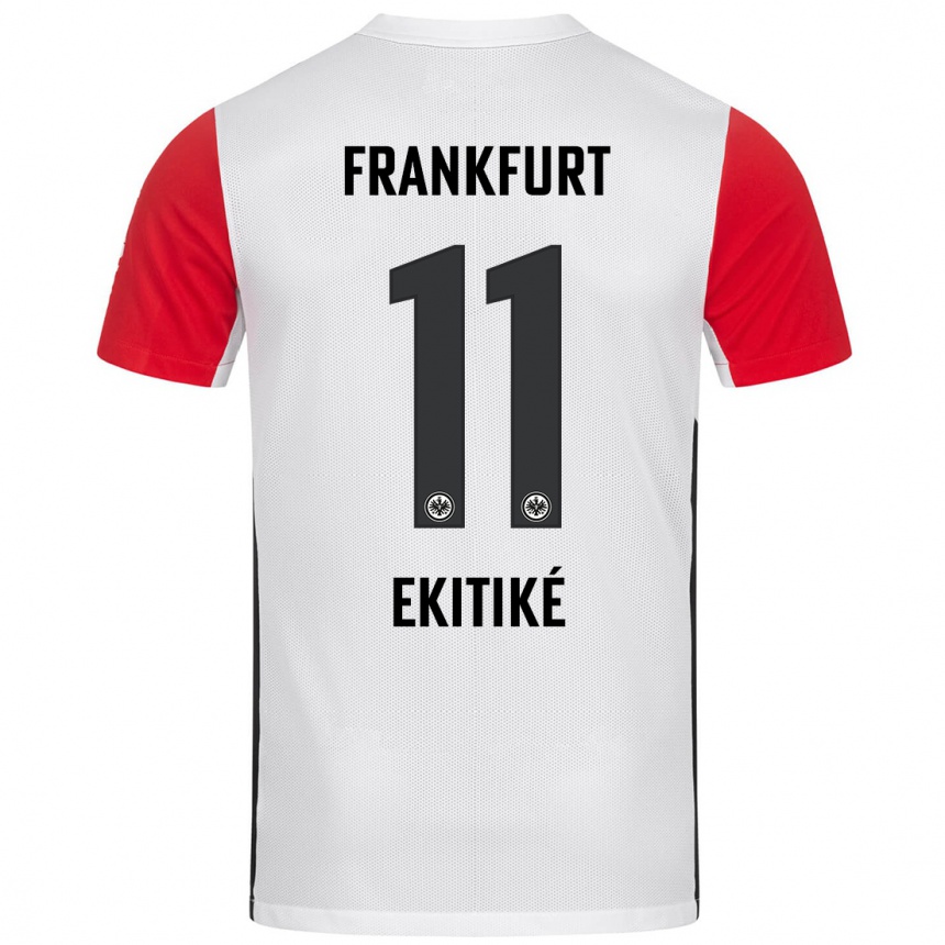 Niño Fútbol Camiseta Hugo Ekitike #11 Blanco Rojo 1ª Equipación 2024/25