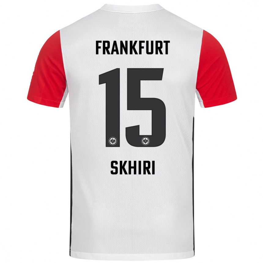 Niño Fútbol Camiseta Ellyes Skhiri #15 Blanco Rojo 1ª Equipación 2024/25